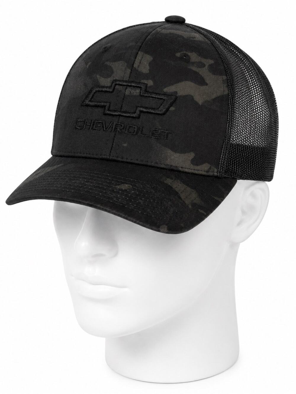 Chevrolet Camo Trucker Hat Black Mesh Snapback Yupoong Classics Adjustable Cap
